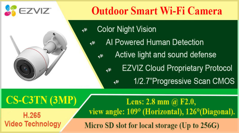 CS-C3TN (3MP) Ezviz Color Night Vision Outdoor Smart Wi-Fi Camera ezvizlanka Srilanka