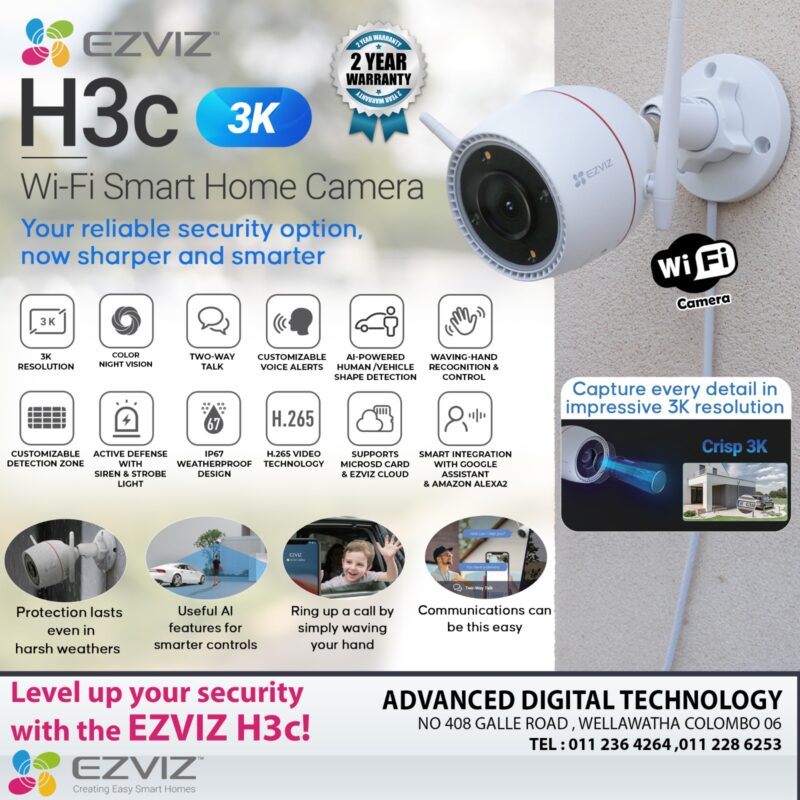 H3c- 3K Ezviz Wi-Fi Smart Home Camera ezvizlanka Srilanka