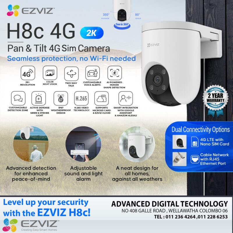 H8c- 4G Ezviz Pan & Tilt Sim Camera ezvizlanka Srilanka