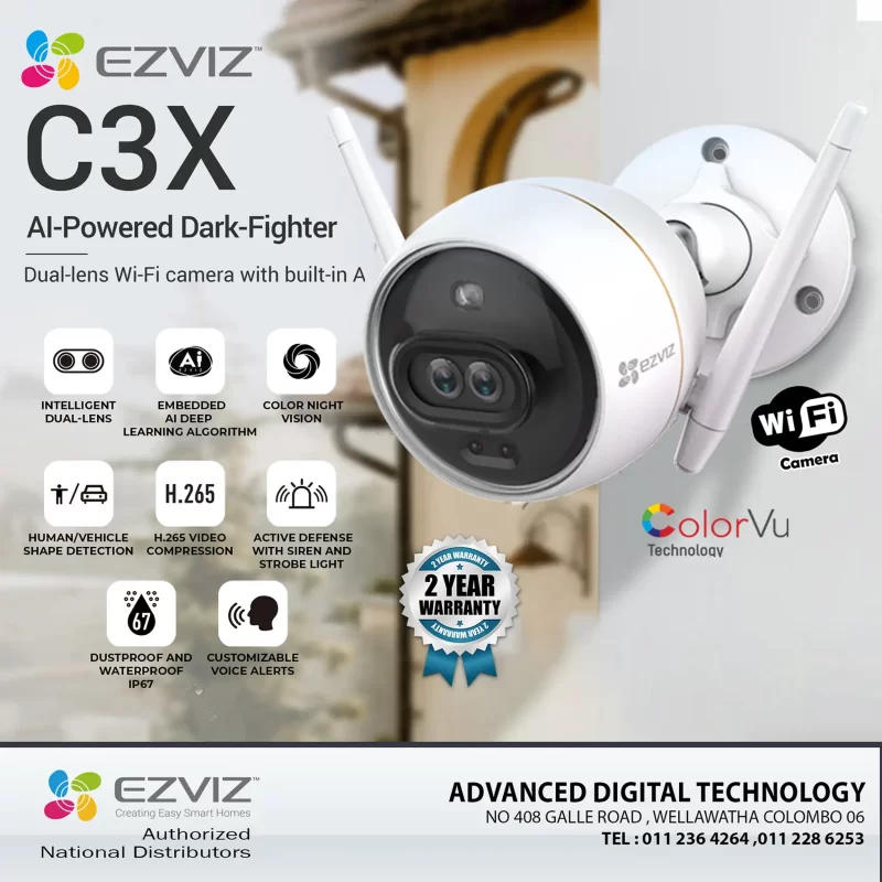 C3X Ezviz AI-Powered Dark Fighter Dual-Lens Wi-Fi Camera ezvizlanka Srilanka