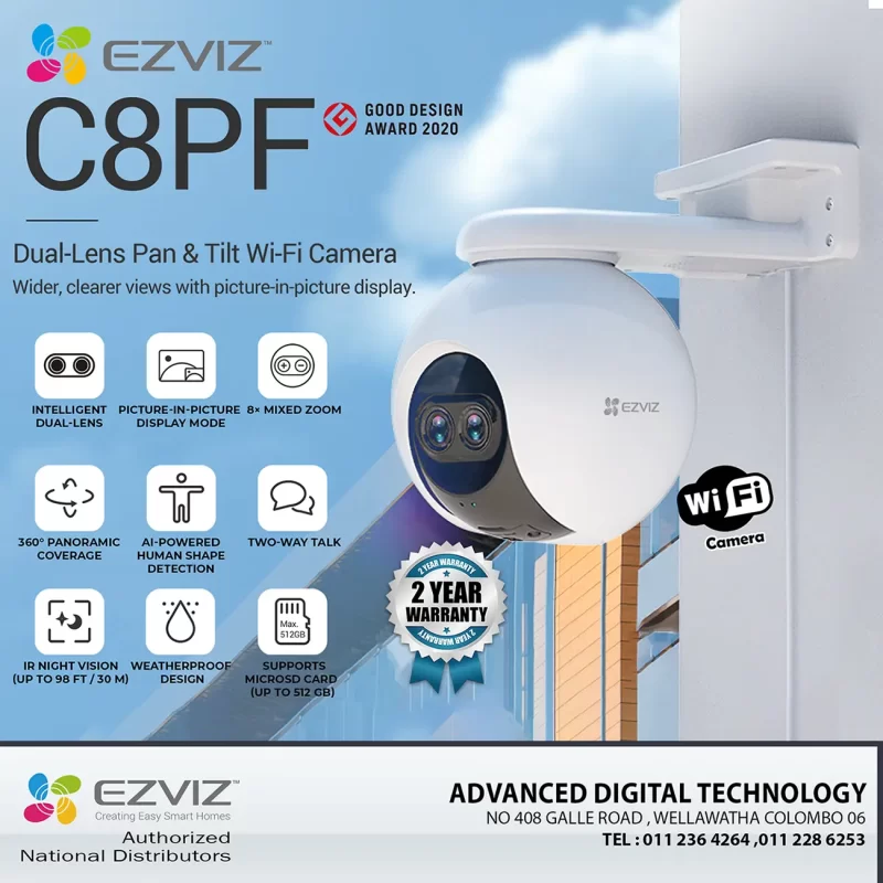 C8PF Ezviz Dual-Lens Pan & Tilt Wi-Fi Camera ezvizlanka Srilanka