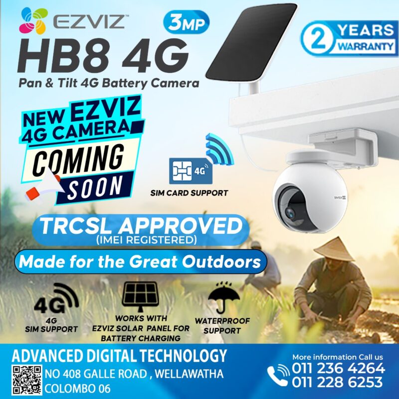 HB8 4G Ezviz 3MP Pan & Tilt 4G Battery Camera ezvizlanka Colombo Srilanka